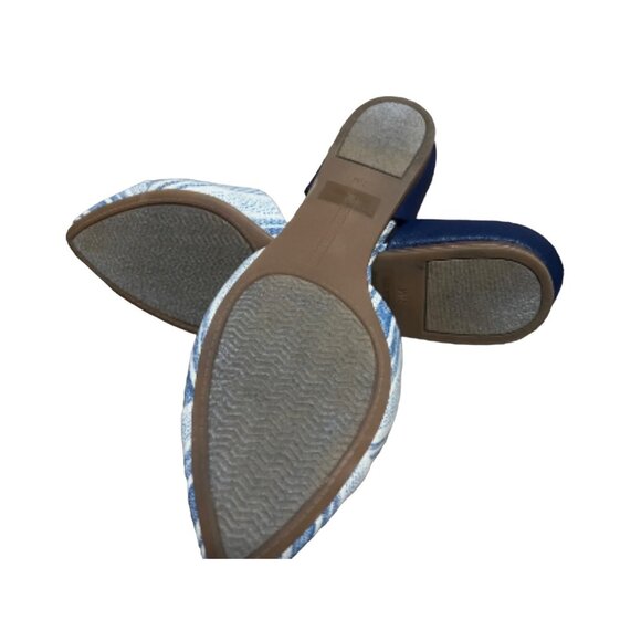 Tommy Hilfiger Dorsay Blue Striped Flats Sz 7.5 Womens White Navy Blue Cute Sand - Picture 8 of 9
